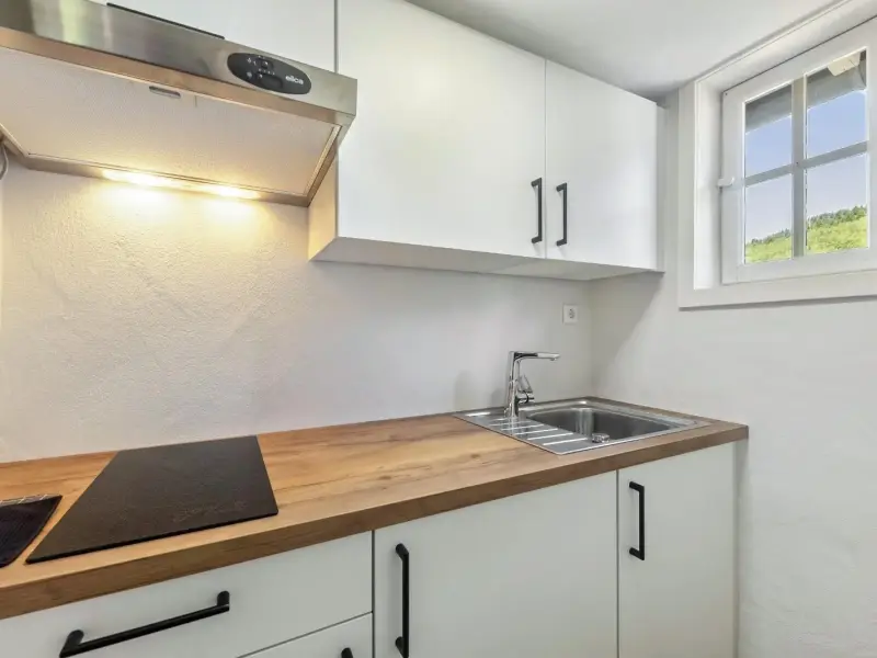 Kompakte Küchenzeile mit Kochfeld und Fenster, Superior Apartment